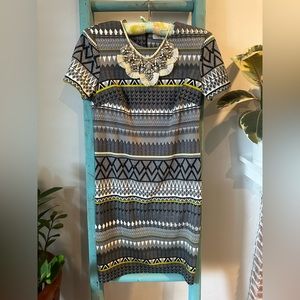 NWT Trina Turk Tribal Print Crew-Neck Dress, Size XS